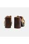 Women's Tan Double Metal Buckle Platform Heeled Suede Slippers - 5