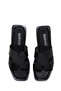 Women's Black Leather Slippers 25Sfd 330218 - 6