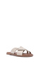 Women's Cream Leather Slippers 25Sfd 332918 - 6