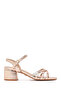 Women's Pink Ankle Buckle Metallic Thick Heeled Sandals 25Sfe466332