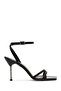 Women's Black Ankle Buckle Stone Thin Heeled Shoes Patent Leather Sandals 25Sfe391416