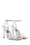 Women's Silver Ankle Strap High Thin Heels Evening Dress Shoes Metallic Sandals 25Sfe493732 - 3