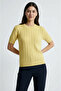 Yellow Short Sleeve Crew Neck Slim Fit Women's Sweatshirt - 5