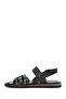 Women's Black Ankle Buckle Genuine Leather Sandals 25Sfd361818 - 2