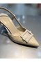 Serrace Buckle Women's Straw Heeled Shoes - 4