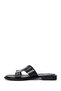 Women's Black Leather Slippers 25Sfd 330218 - 2