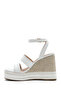 Women's White Ankle Buckle Wedge Heeled Espadrille Sandals 25Sfd443218 - 4