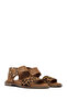 Women's Tan Buckle Leopard Patterned Genuine Leather Sandals 25Sfd201114 - 3