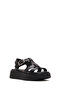 Women's Black Buckle Thick Soled Genuine Leather Comfort Sandals 25Sfd343018 - 6