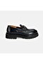 Men's Navy Blue Leather Loafer with Metal Buckle Detail - 2