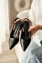 Calista Black Pointed Toe Heeled Ballerina Shoes with Side Buckle (4 cm Heel Length) - 7