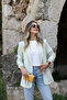 Water Green Blazer with Ruffle Detail on the Sleeves - 4