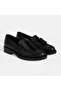 Women's Black Tassel Detailed Leather Loafer