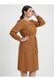 Apsen Women's Mustard Long Sleeve Transitional Midi Length Plus Size Dress 4409-110 - 3