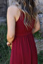 Burgundy Halter Neck Dress - 7
