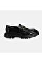 Men's Black Metal Buckle Detailed Leather Loafer - 2