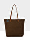 Brown Women's Leather Strap Tote Straw Bag M000008772 - 3
