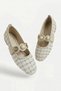 Daily Women's Beige Ballerina Elastic Pearl Gold Band Oval Toe Orthopedic Comfortable Home Work Office Shoes 783 - 4