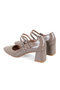 Janelle Beige Women's Crocodile Printed Leather Classic Shoes - 5