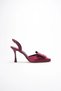 Woman's burgundy bow satin high heeled shoe tr40ms01d - 8