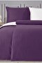 Satin 100% Cotton Double Duvet Cover Set Solid Color Purple - Cream - 2