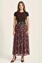 Floral patterned chiffon skirt with belt murdum - 3