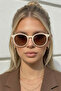 Tanca Unisex Cream Oval Ultra Light Uv400 Filtered Sunglasses