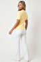Yellow Crew Neck Short Sleeve Knitwear Sweater Slim Fit Hair Knit Patterned - 2