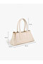 Wrinkled Textured Cream Shk317 Faux Leather, 3 Compartments, Zippered, Lined, Hand, Arm and Shoulder Bag - 2