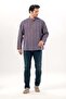 Long Sleeve Shiled Cloth Single Pocket Prevailing Collar Men's Summer T-shirt Purple Striped 3072 - 5