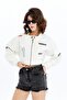 Women's Oversize Crop Coat – Biker Style Denim & Leather Combination Street Style Casual Jacket - 2