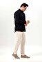 Long Sleeve Şile Fabric Judge Collar Single Pocket Men's Summer Shirt Black 3003 - 5