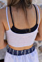 Gray double layer embroidered text Cropped - 5