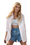 Women's White Oversize Long Basic Shirt with Buttons - 8