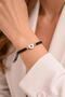 Pearl Color Enameled Little Gold Heart Black Flush Rope Design Macrame Bracelet