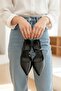 Elsa Black Ankle Wrap (4 cm Heel Height) Pointed Toe Heeled Ballerina Shoes - 2