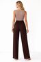Women's Brown High Waist Wide Leg Fabric Trousers Office Chic - 3