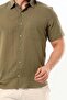 Short Sleeve Slim Fit Şile Cloth Single Pocket Men's Summer Shirt Khaki 3049 - 3