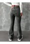 High Waist Flared Jean Pants - Full P Cotton U Flare Denim with Distressed Detail - 3