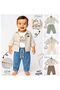 Eid Holiday Baby Boy Triple Set Pilot Rabbit Printed Badi Shirt Pants Set 2216 - 6