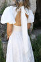 White Back Tie Detail Floral Embroidered Dress - 5