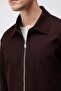 Burgundy Relaxed Fit Zippered Men's Coat - 6