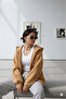 Women's Camel Full Zip Hooded Cardigan