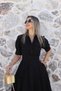 Black balloon sleeve shirt dress - 2