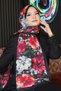 شال ناعم باللون الفوشيا بنمط زهور ريفية قطن
