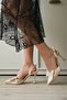 Woman's beige bow satin high heeled shoe tr40ms01b - 4
