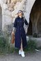 Navy Long Belted Pocketed Jean Dress