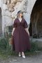 Brown Balloon Sleeve Muslin Dress - 2