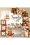 Teddy Bear Themed 1 Year Old Birthday Set; Wooden Look One Box, Teddy Bear Foil and Retro Balloon Zinc - 3