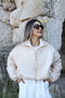 Beige standard size slim short coat - 2